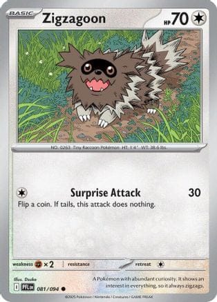 'Pokemon - 'Zigzagoon 081  ME02 Phantasmal Flames - Common