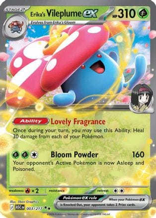 'Pokemon - 'Erika's Vileplume ex 003  - Holofoil ME Ascended Heroes - Double Rare