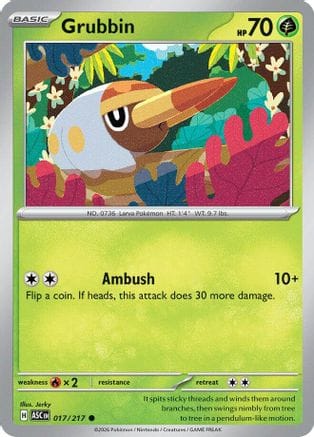 'Pokemon - 'Grubbin 017  - Reverse Holofoil ME Ascended Heroes - Common