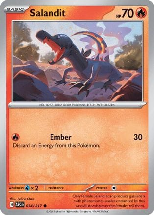 'Pokemon - 'Salandit 034  - Reverse Holofoil ME Ascended Heroes - Common
