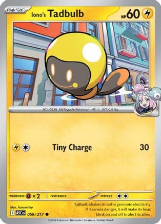 'Pokemon - 'Iono's Tadbulb 069  - Reverse Holofoil ME Ascended Heroes - Common