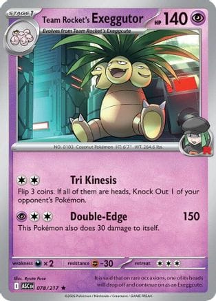 'Pokemon - 'Team Rocket's  exeggutor 078  - Holofoil ME Ascended Heroes - Rare