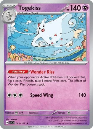 'Pokemon - 'Togekiss 082/217  - Reverse Holofoil ME Ascended Heroes - Rare