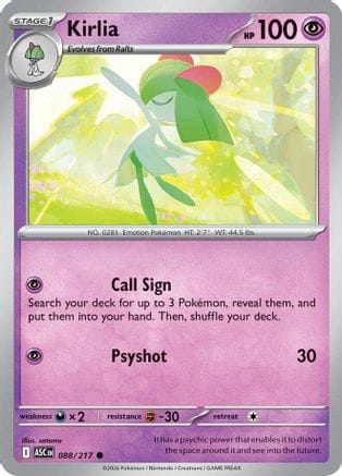 'Pokemon - 'Kirlia 088  - Reverse Holofoil ME Ascended Heroes - Common