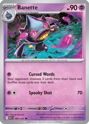 'Pokemon - 'Banette 091/217  - Reverse Holofoil ME Ascended Heroes - Uncommon