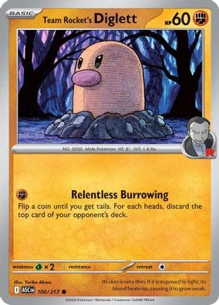 'Pokemon - 'Team Rocket's Diglett 100  - Reverse Holofoil ME Ascended Heroes - Common