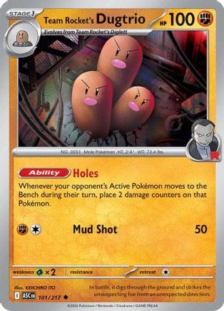 'Pokemon - 'Team Rocket's Dugtrio 101/217  - Reverse Holofoil ME Ascended Heroes - Uncommon