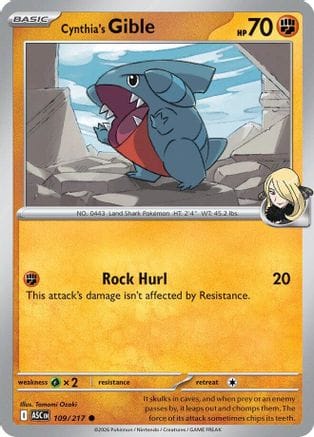 'Pokemon - 'Cynthia's Gible 109  ME Ascended Heroes - Common