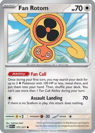 'Pokemon - 'Fan Rotom 171/217  - Reverse Holofoil ME Ascended Heroes - Common
