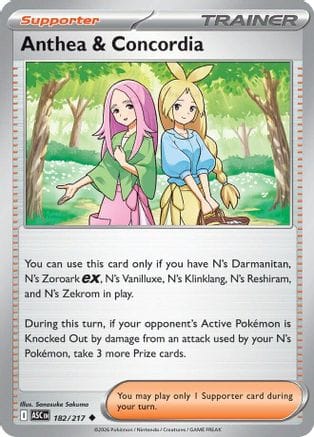 'Pokemon - 'Anthea & Concordia 182/217  - Reverse Holofoil ME Ascended Heroes - Uncommon