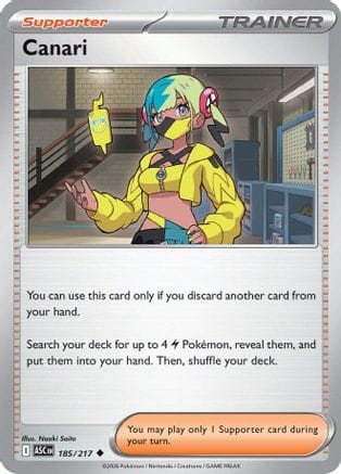 'Pokemon - 'Canari 185/217  - Reverse Holofoil ME Ascended Heroes - Uncommon