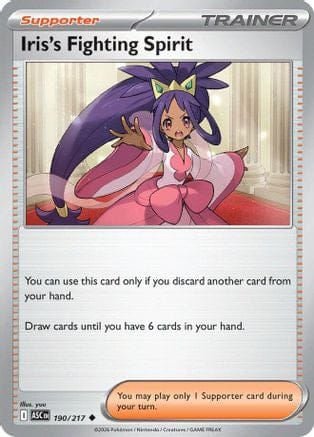 'Pokemon - 'Iris's Fighting Spirit 190/217  - Reverse Holofoil ME Ascended Heroes - Uncommon