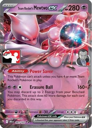 'Pokemon - 'Team Rocket's Mewtwo ex 079  - Holofoil Prize Pack Series Cards - Double Rare