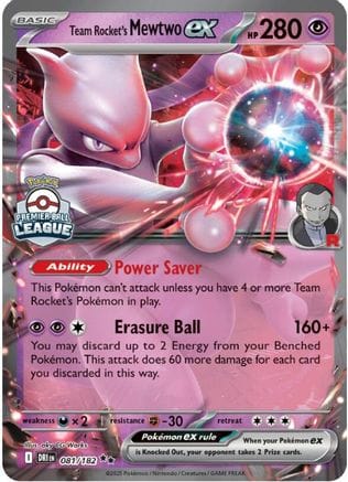 'Pokemon - 'Team Rocket's Mewtwo ex 081  - Holofoil League & Championship Cards - Double Rare