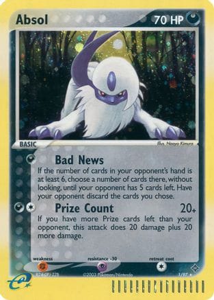 'Pokemon - 'Absol 001  - Reverse Holofoil Dragon - Holo Rare