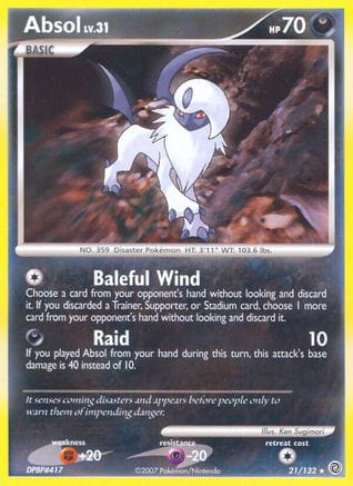 'Pokemon - 'Absol 021/132  - Reverse Holofoil Secret Wonders - Rare