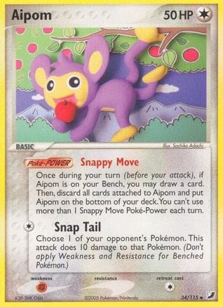'Pokemon - 'Aipom 034  - Reverse Holofoil Unseen Forces - Uncommon