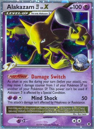 'Pokemon - 'Alakazam E4 Lv.X 103  - Holofoil Rising Rivals - Ultra Rare