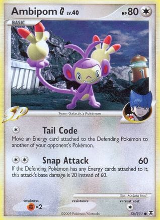 'Pokemon - 'Ambipom G 056  - Reverse Holofoil Rising Rivals - Common