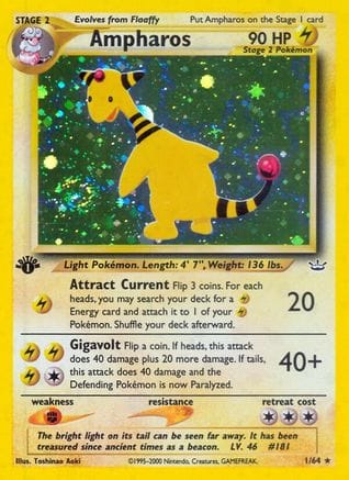 'Pokemon - 'Ampharos 001/64  - Unlimited Holofoil Neo Revelation - Holo Rare