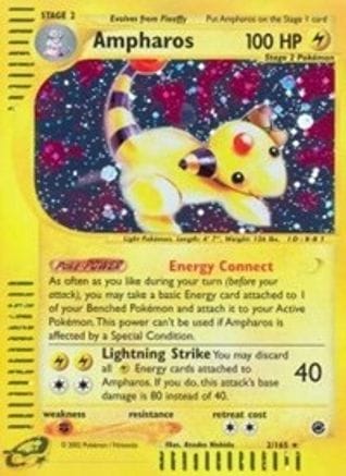 'Pokemon - 'Ampharos (2) 002  - Reverse Holofoil Expedition - Holo Rare
