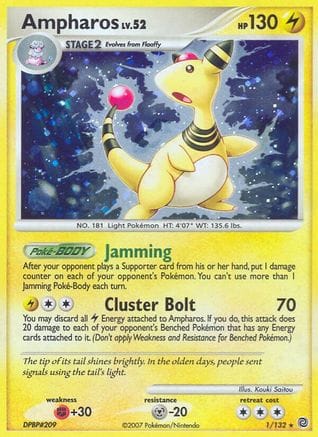 'Pokemon - 'Ampharos 001  - Holofoil Secret Wonders - Holo Rare