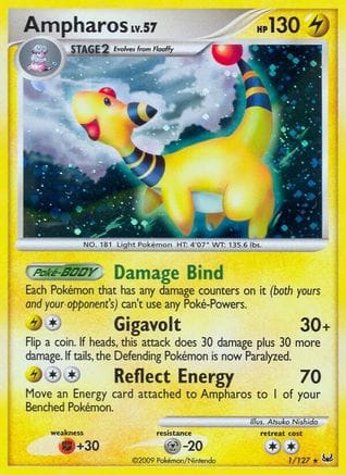 'Pokemon - 'Ampharos 001  - Holofoil Platinum - Holo Rare