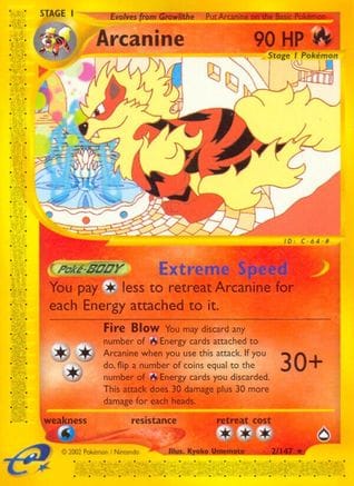 'Pokemon - 'Arcanine 002  Aquapolis - Rare
