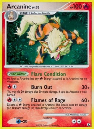 'Pokemon - 'Arcanine 001  - Reverse Holofoil Rising Rivals - Holo Rare
