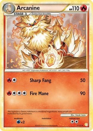 'Pokemon - 'Arcanine 001  - Holofoil HeartGold SoulSilver - Holo Rare