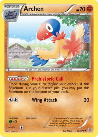 'Pokemon - 'Archen 053/101  Plasma Blast - Uncommon