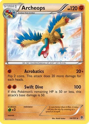 'Pokemon - 'Archeops 054/101  - Holofoil Plasma Blast - Holo Rare