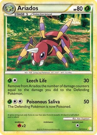 'Pokemon - 'Ariados 015  - Reverse Holofoil HeartGold SoulSilver - Rare