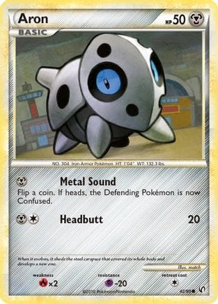 'Pokemon - 'Aron 042/90  - Reverse Holofoil Undaunted - Common