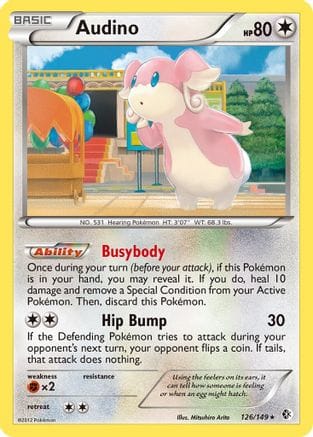 'Pokemon - 'Audino 126  - Reverse Holofoil Boundaries Crossed - Rare