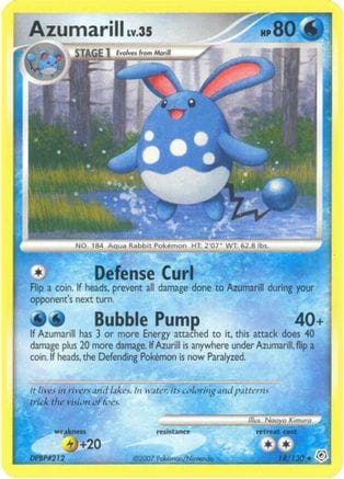 'Pokemon - 'Azumarill 018  - Reverse Holofoil Diamond and Pearl - Rare