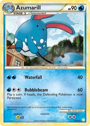 'Pokemon - 'Azumarill 002  - Reverse Holofoil HeartGold SoulSilver - Holo Rare