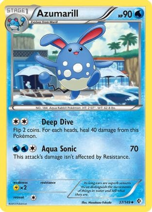 'Pokemon - 'Azumarill 037  - Reverse Holofoil Boundaries Crossed - Uncommon