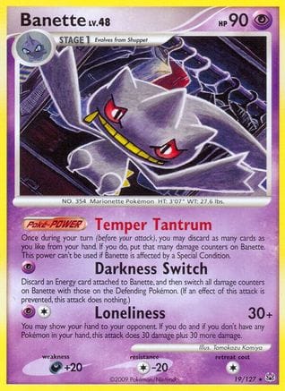 'Pokemon - 'Banette 019/127  - Reverse Holofoil Platinum - Rare