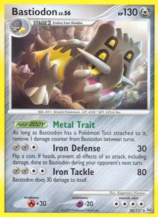 'Pokemon - 'Bastiodon 020  - Reverse Holofoil Platinum - Rare