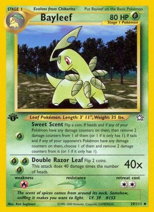 'Pokemon - 'Bayleef (29) 029/111  - Unlimited Neo Genesis - Uncommon