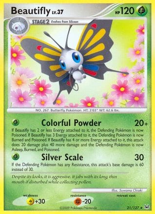 'Pokemon - 'Beautifly 021  - Reverse Holofoil Platinum - Rare