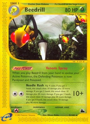 'Pokemon - 'Beedrill (5) 005  - Reverse Holofoil Skyridge - Rare