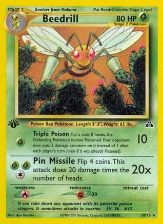 'Pokemon - 'Beedrill 018/75  - Unlimited Neo Discovery - Rare