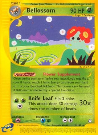'Pokemon - 'Bellossom 005  - Reverse Holofoil Aquapolis - Rare