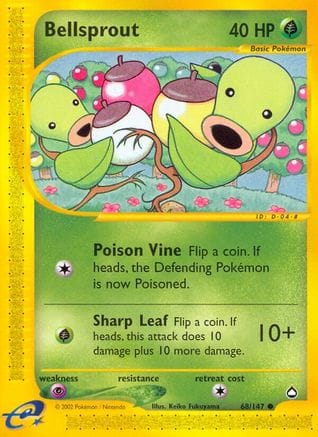 'Pokemon - 'Bellsprout (68) 068  - Reverse Holofoil Aquapolis - Common