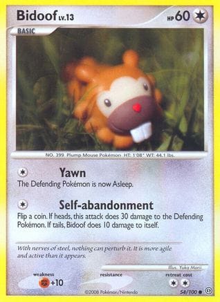 'Pokemon - 'Bidoof 054/100  - Reverse Holofoil Stormfront - Common