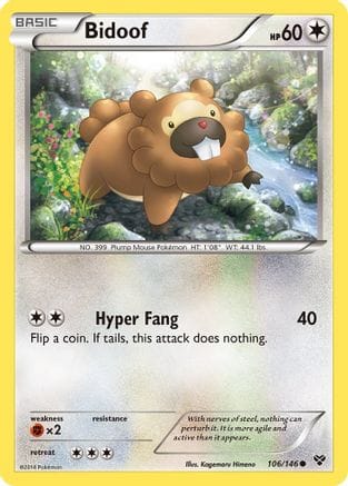 'Pokemon - 'Bidoof 106/146  - Reverse Holofoil XY Base Set - Common