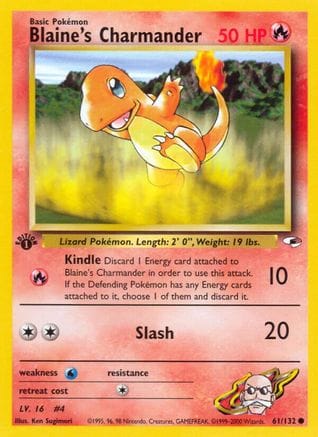 'Pokemon - 'Blaine's Charmander 061/132  - Unlimited Gym Heroes - Common