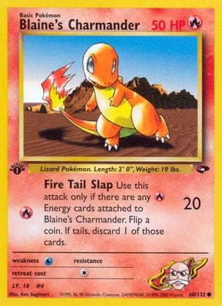 'Pokemon - 'Blaine's Charmander 060/132  - 1st Edition Gym Challenge - Common